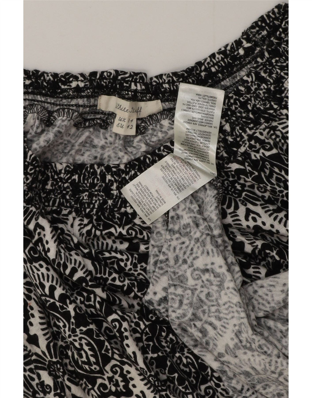 White Stuff Damebluse Top UK 14 Large Black Paisley Linen