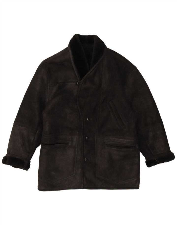 Vintage Herre Shearling Jacket IT 54 2XL Sort Shearling