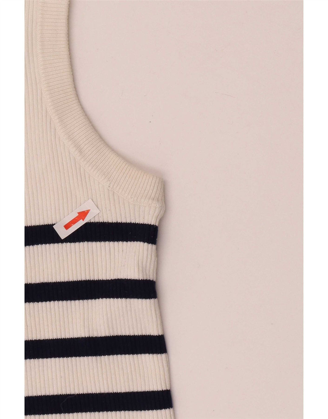 Zara Womens Crop Vest Top UK 12 Medium White Striped Viscose