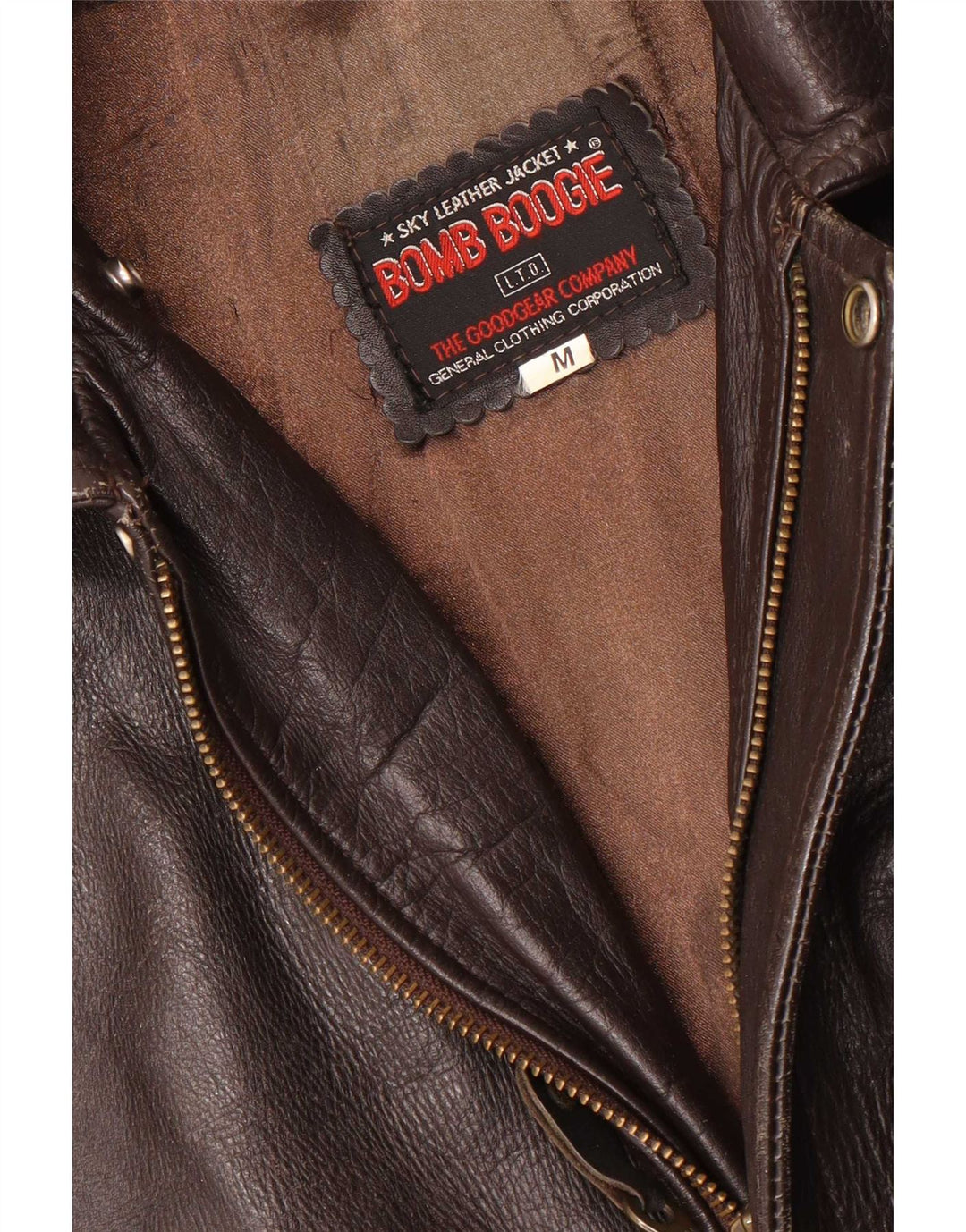 Bomb Boogie Herre Sky Loose Fit Læderjakke UK 38 Medium Brown
