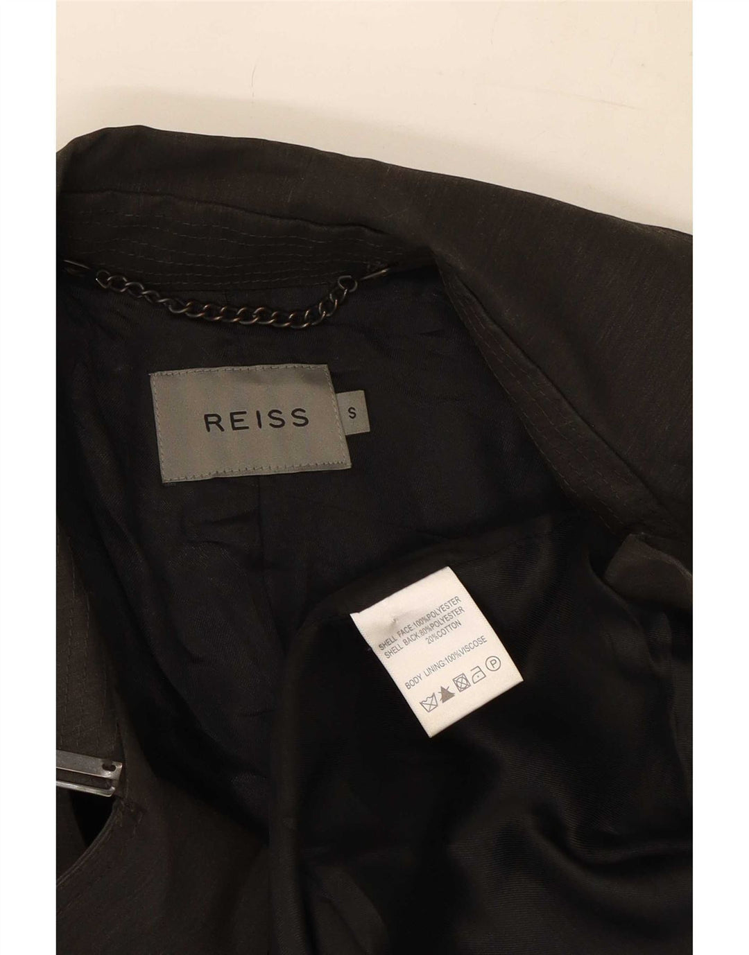 Reiss Trench Coat til mænd UK 36 Lille sort polyester