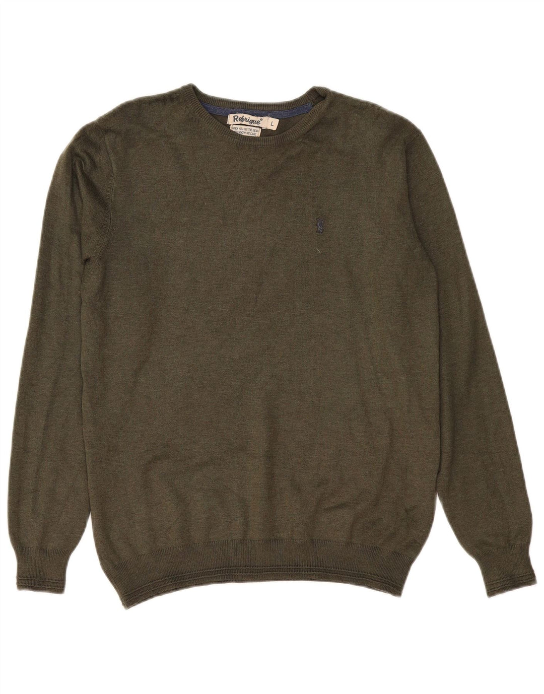 Refrigiwear Herre Crew Neck Jumper Sweater Stor Khaki Viscose
