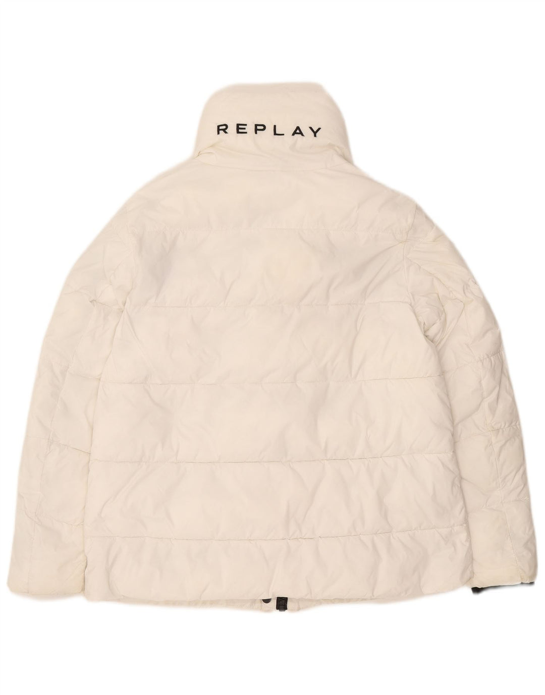 Replay Kvinders Grafisk Oversized Polstret Jakke UK 6 XS Hvid Polyester