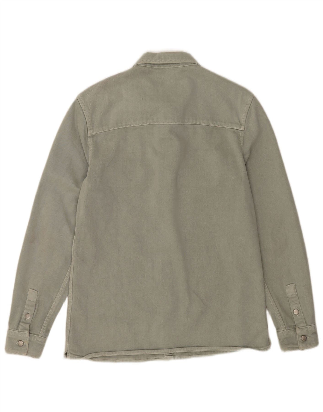 ZARA Herre Relaxed Fit Denim Shirt Lille Khaki Bomuld