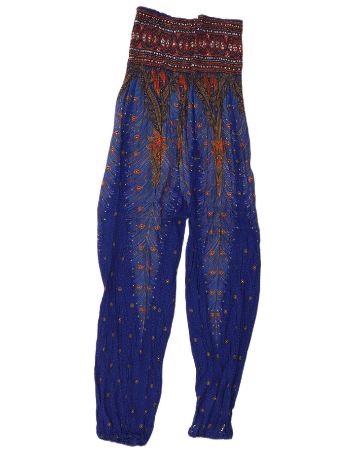 Vintage haremsbukser til kvinder W26 L27 blå Paisley