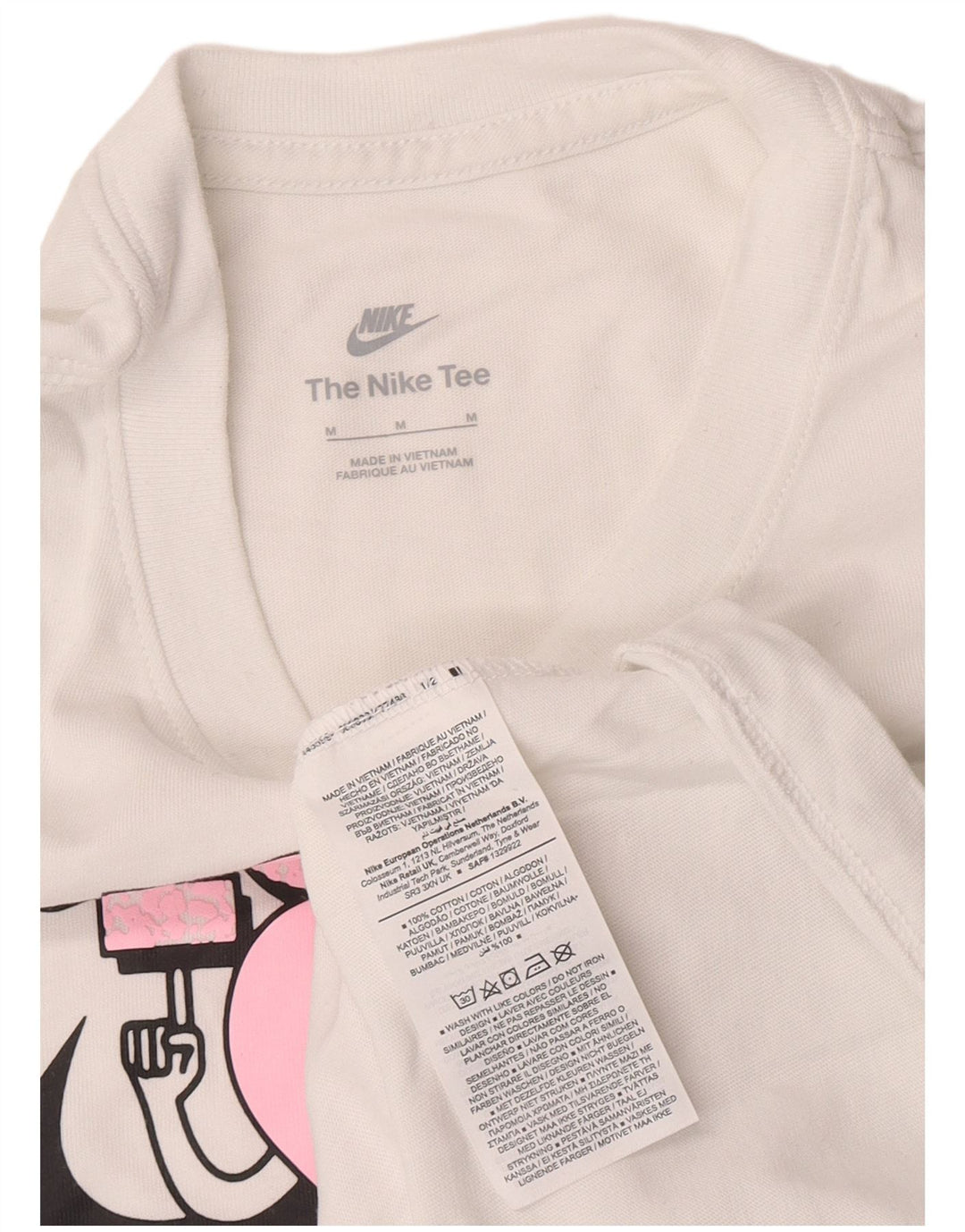Nike Grafisk T-Shirt Top UK 14 Medium Hvid Bomuld