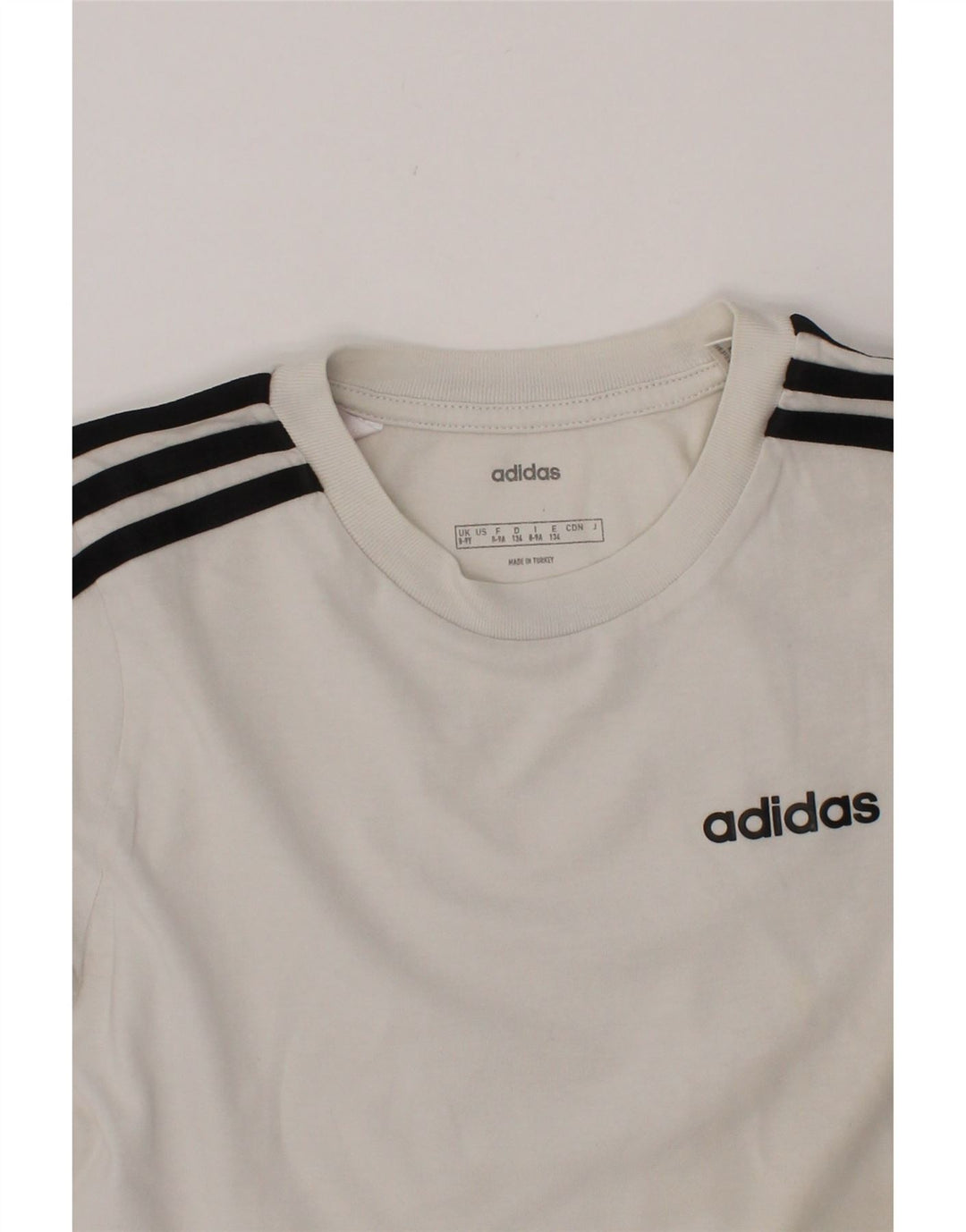 ADIDAS Boys T-Shirt Top 8-9 Years White Cotton Vintage Adidas and Second-Hand Adidas from Messina Hembry 