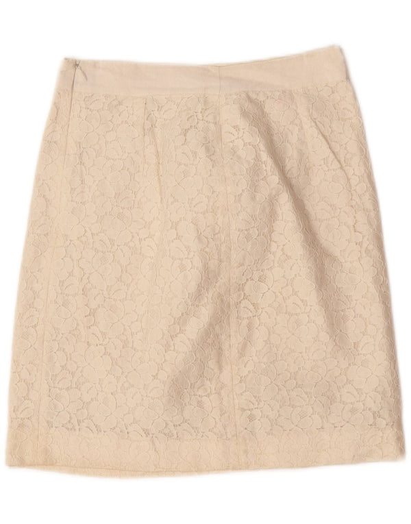 Oasis Dame Blonde Mini Nederdel UK 8 Small W26 Off White Blomsterbomuld