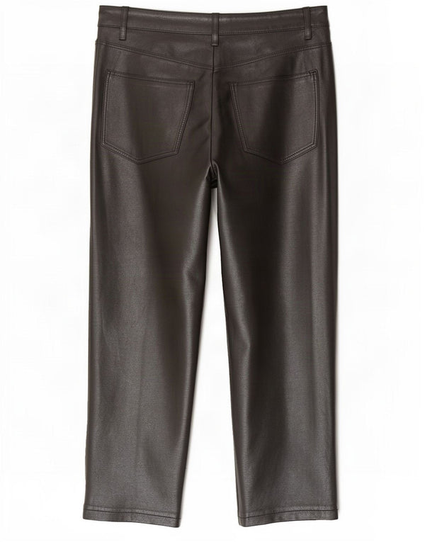 Topshop Dame Crop Kunstlæderbukser UK 8 Small W26 L23 Sort