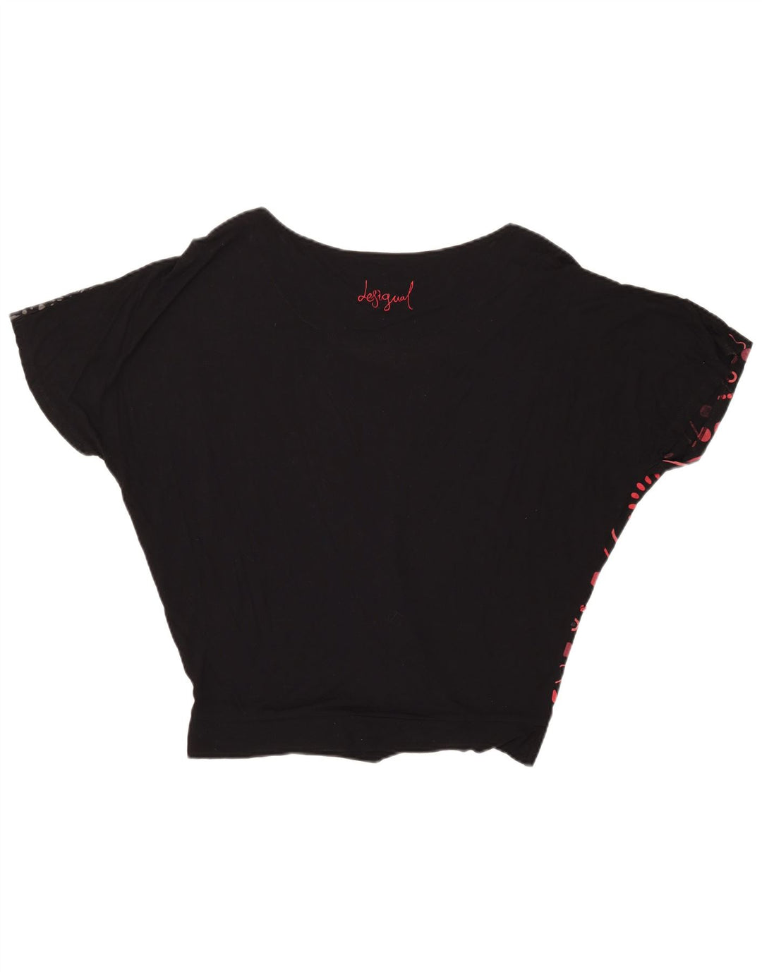 Desigual Dame Oversized grafisk bluse Top UK 14 Medium Sort Geometrisk