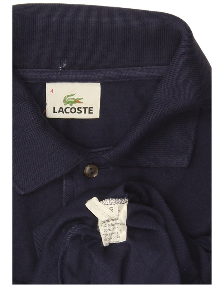 LACOSTE Langærmet poloshirt til mænd str. 4 Medium marineblå bomuld