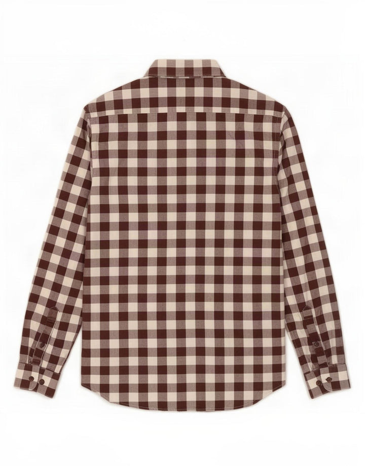 Zara Herre Slim Fit Skjorte Stor Brun Gingham