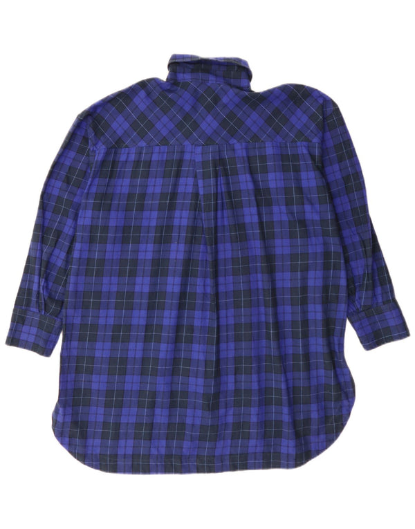 Zara Dame Oversized Flanell Shirt Dress UK 4 XS Blå Plaid