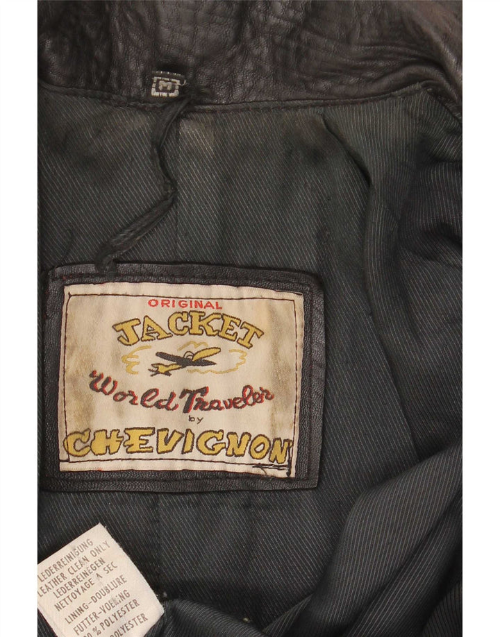 Chevignon dame bikerjakke i læder UK 14 Medium Sort