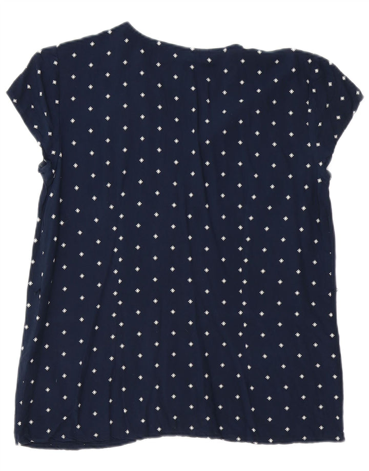Tommy Hilfiger Dame Abstrakt mønster Bluse Top UK 10 Small Navy Blue