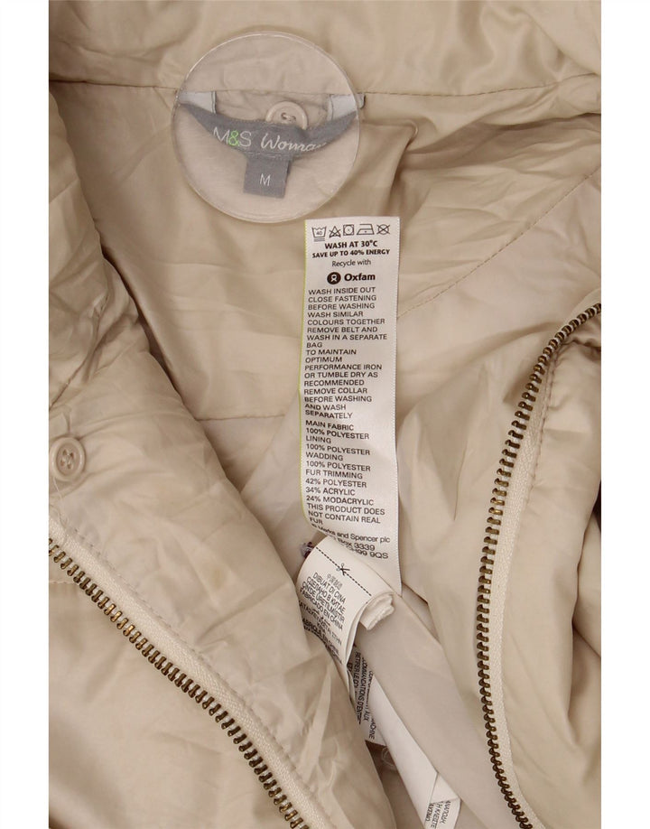Marks & Spencer Dame Hætte Oversized Polstret Frakke UK 14 Medium Off White