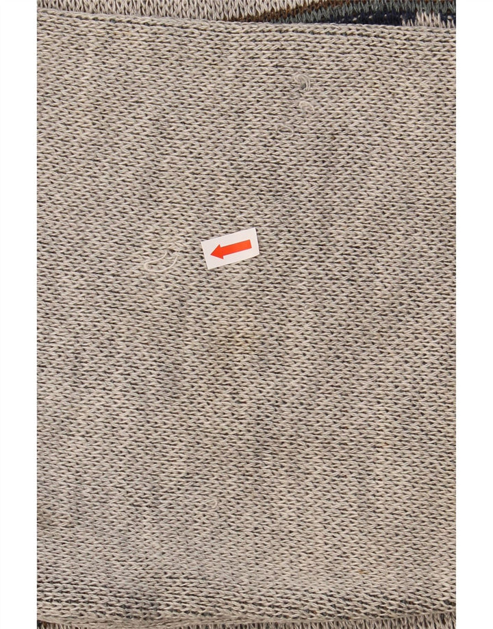VINTAGE Mens Crew Neck Jumper Sweater Large Grey Fair Isle Vintage Vintage and Second-Hand Vintage from Messina Hembry 