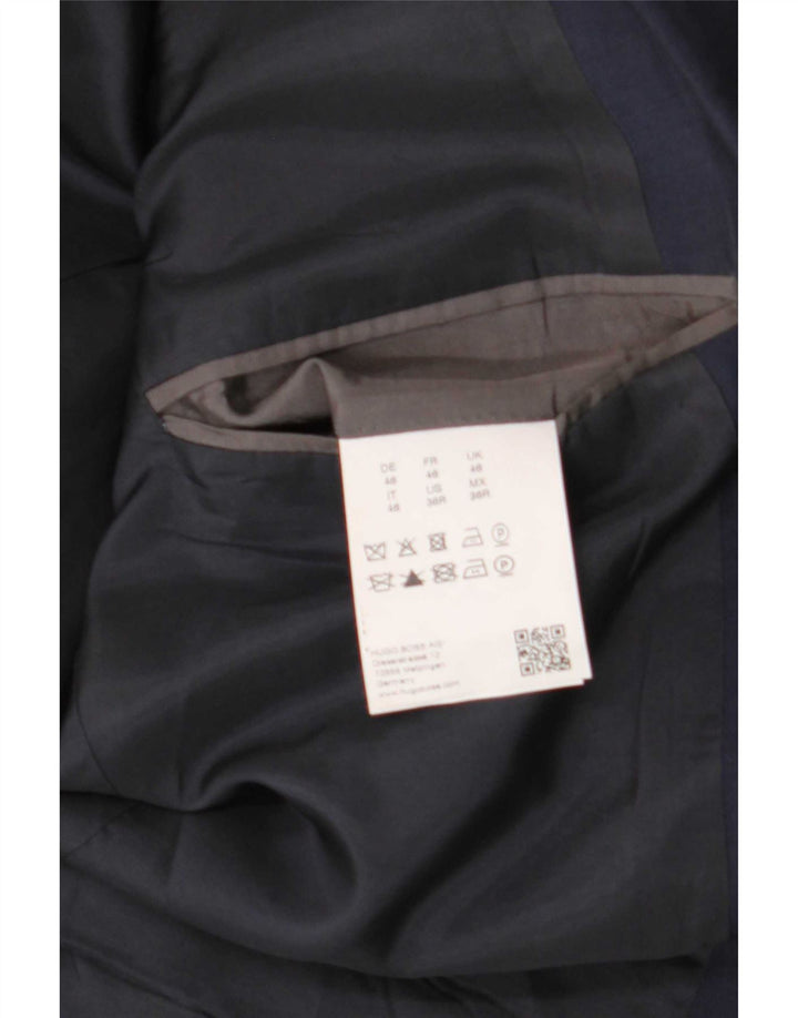 Hugo Boss Herre 2-knaps blazerjakke EU 46 Small Navy Blue Virgin Wool