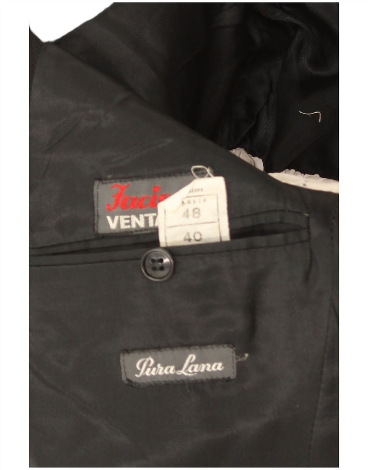 Facis Dame 1 knap 2 stykke jakkesæt IT 48 Medium W30 L29 Sort Uld