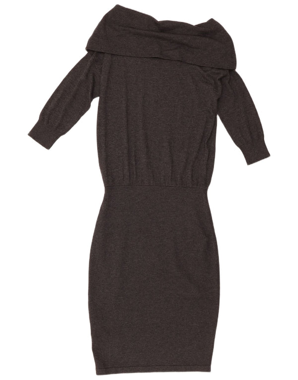 Phase Eight Womens Off Shoulder Jumper Dress UK 10 Small Grey Viscose