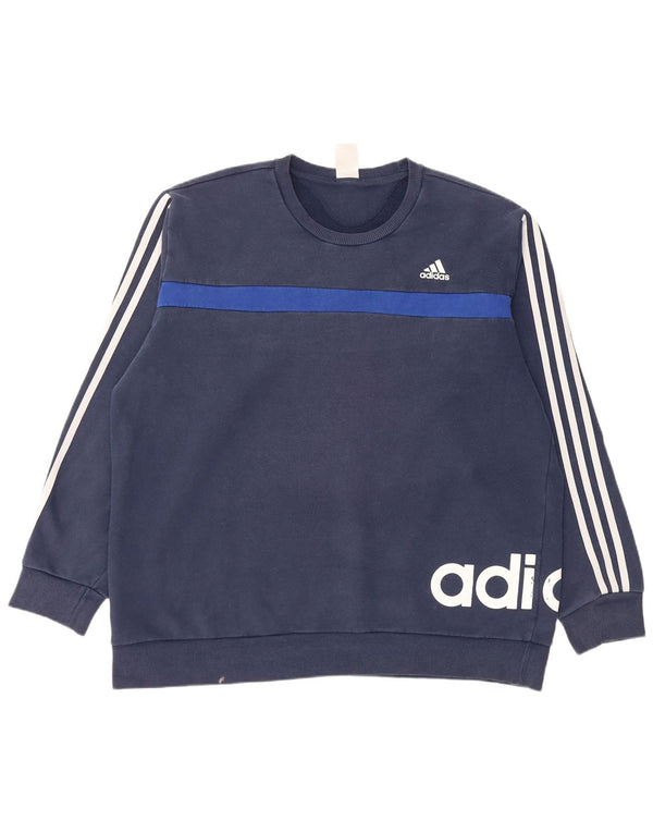 Adidas Grafisk Sweatshirt Jumper til mænd 2XL Marineblå Colourblock Bomuld