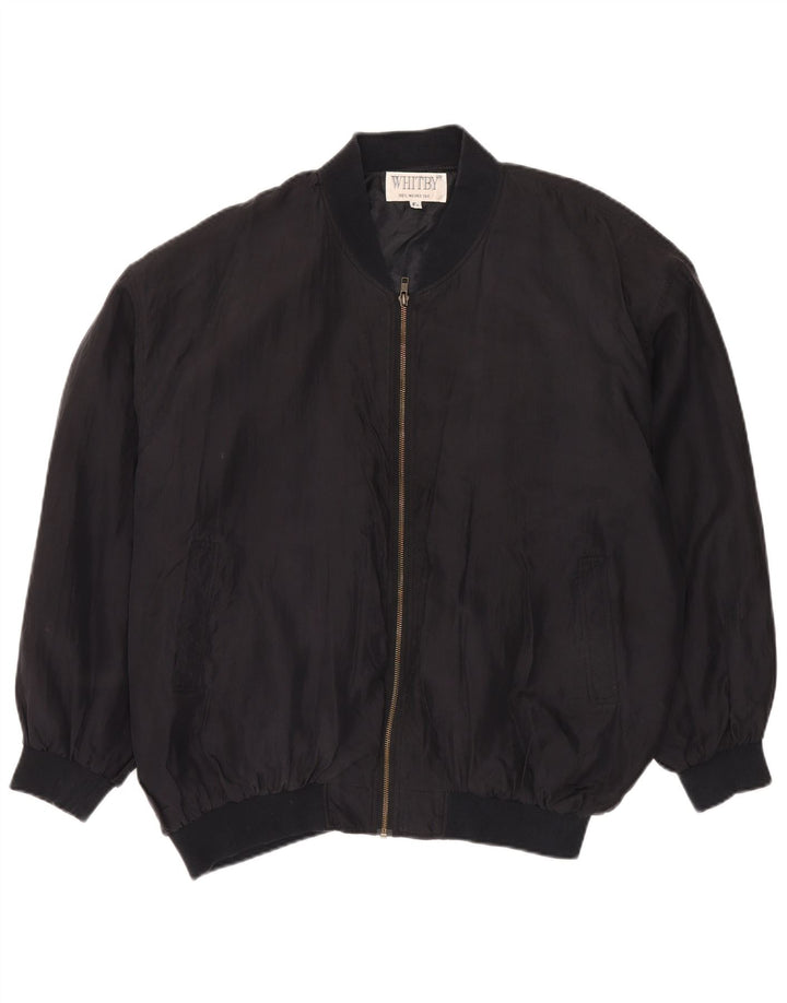 Whitby Herre Bomber Jacket UK 44 2XL Sort Silke