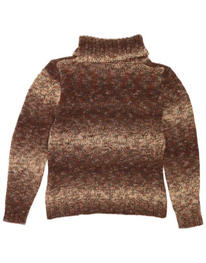 Vintage Dame Roll Neck Jumper Sweater UK 14 Medium Brown Flecked