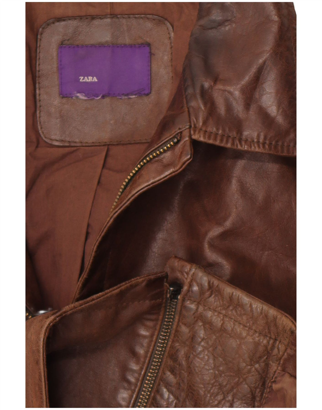 Zara Herre Læderjakke UK 38 Medium Brun