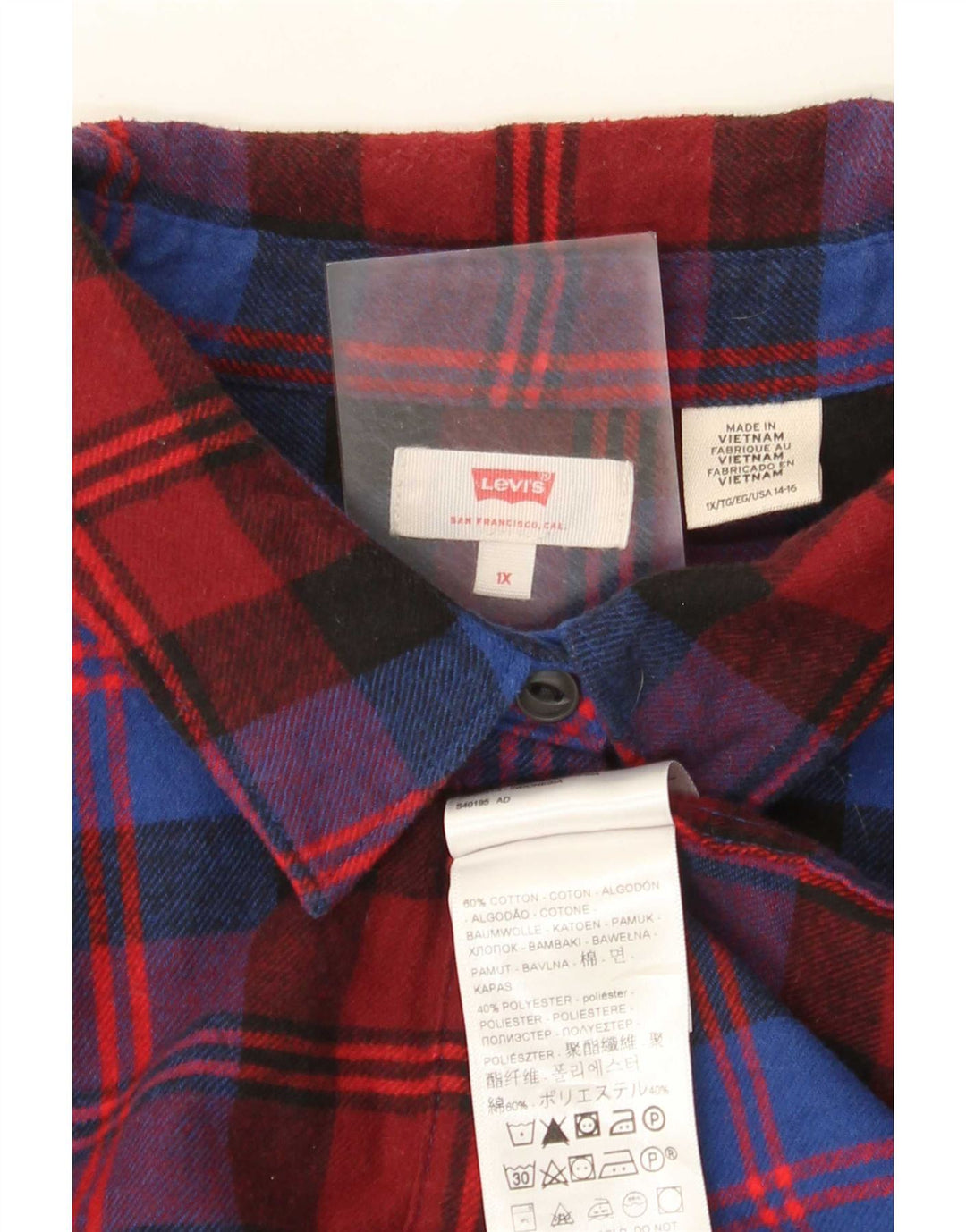 Levi's Dame Flanelskjorte UK 18 XL Rød Ternet Bomuld