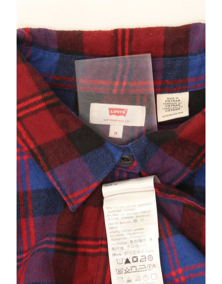 Levi's Dame Flanelskjorte UK 18 XL Rød Ternet Bomuld