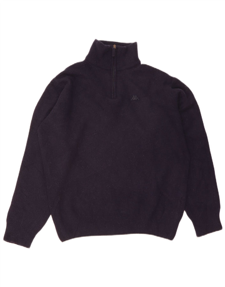 Kappa Herre Zip Neck Jumper Sweater Stor Marineblå Lammeuld