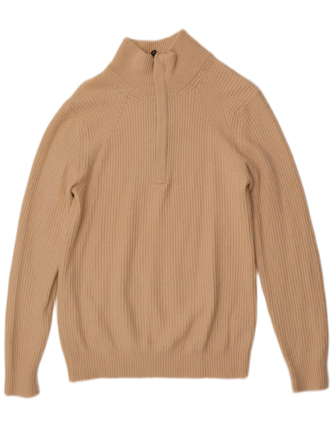 Sisley Mens Zip Neck Jumper Sweater Small Off White Polyamid