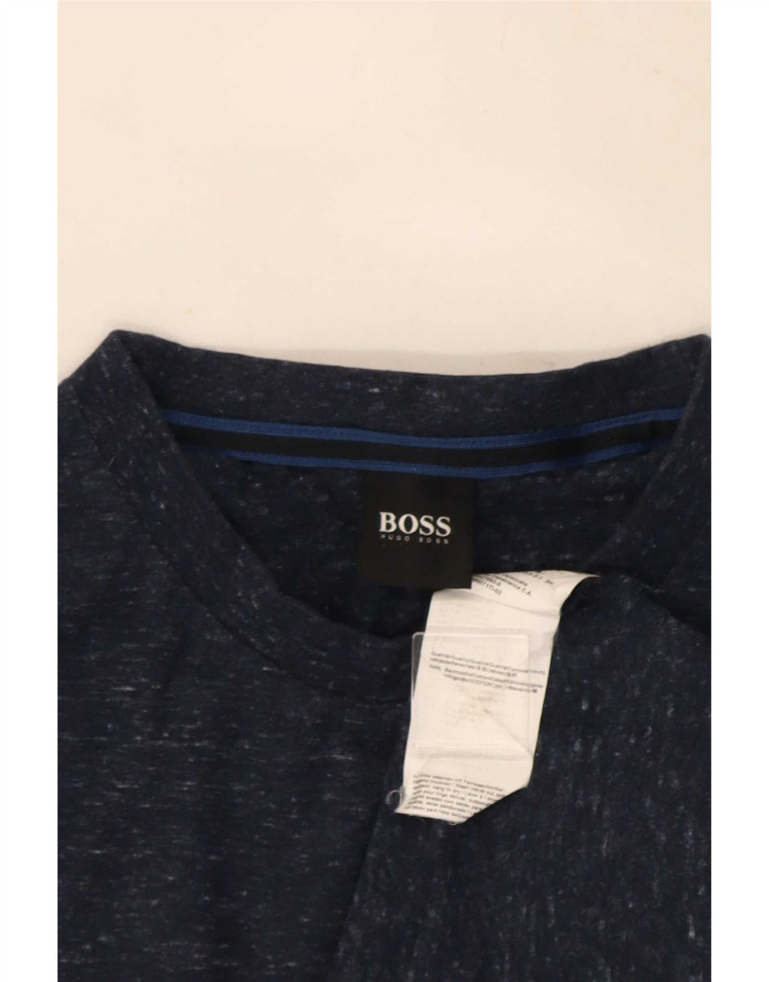 Hugo Boss Herre T-Shirt Top Medium Marineblå Flecked Bomuld