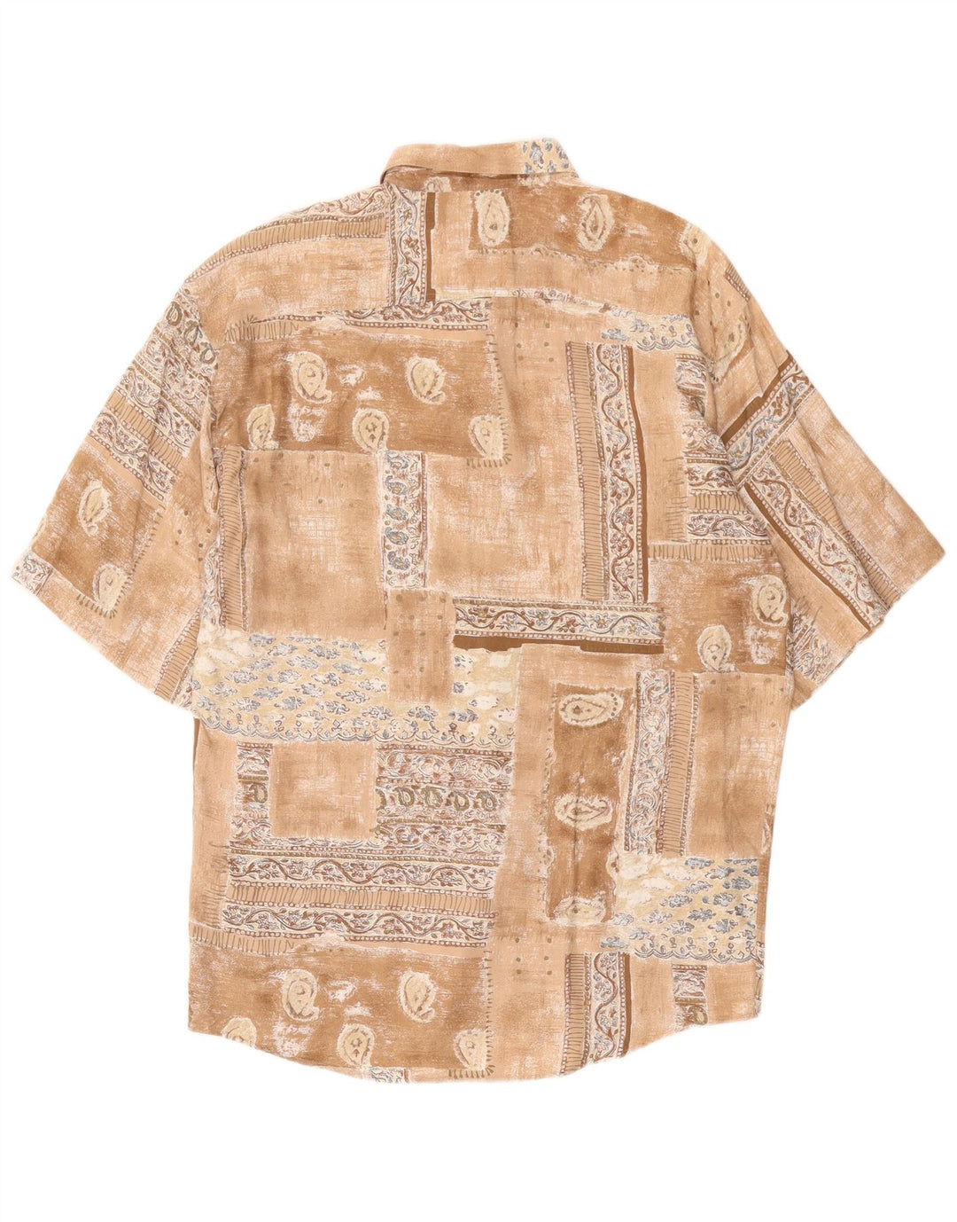 VINTAGE kortærmet herreskjorte Stor brun patchwork