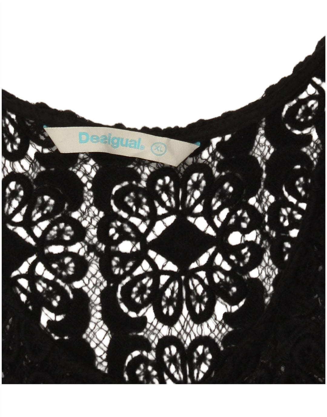 DESIGUAL Dame Ærmeløs grafisk bluse Top UK 18 XL Grå Paisley