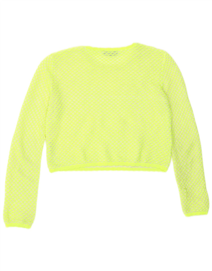 Zara Womens Crop Bluse Top UK 14 Medium Green Geometric Polyester