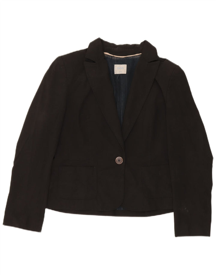Oasis Dame 1 Knap Blazer Jakke UK 16 Stor Sort Polyester