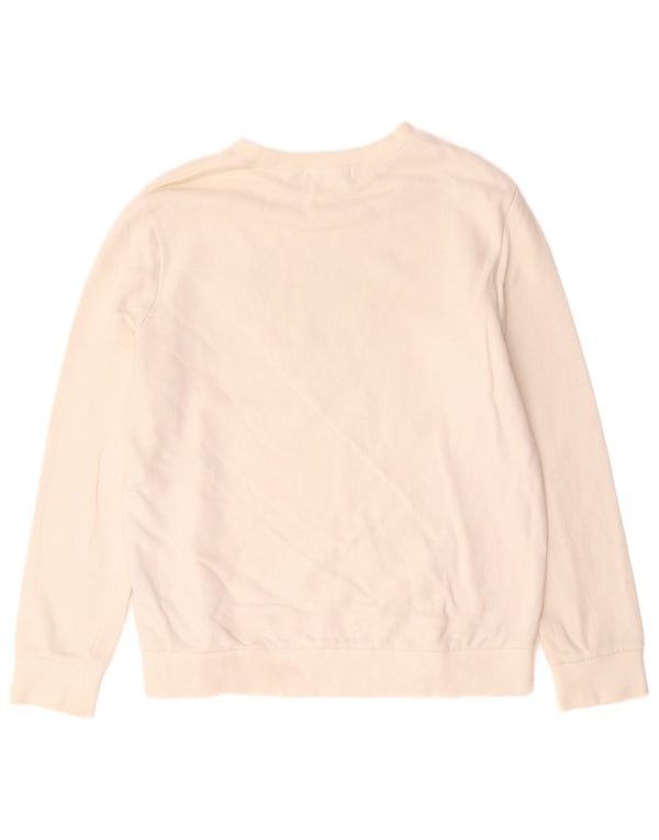 Guess Graphic Sweatshirt Jumper UK 14 Medium Off White Bomuld
