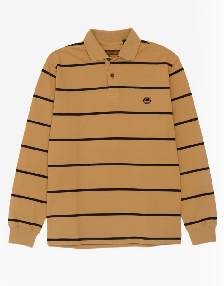 Timberland Langærmet poloshirt til mænd Medium beige stribet bomuld