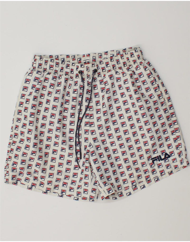 FILA Grafiske badeshorts til mænd Small White Polyester