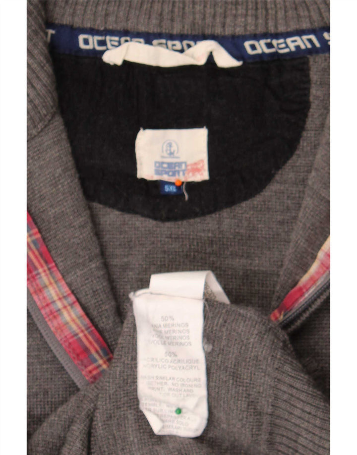 Vintage herre cardigan sweater 5XL grå merinould