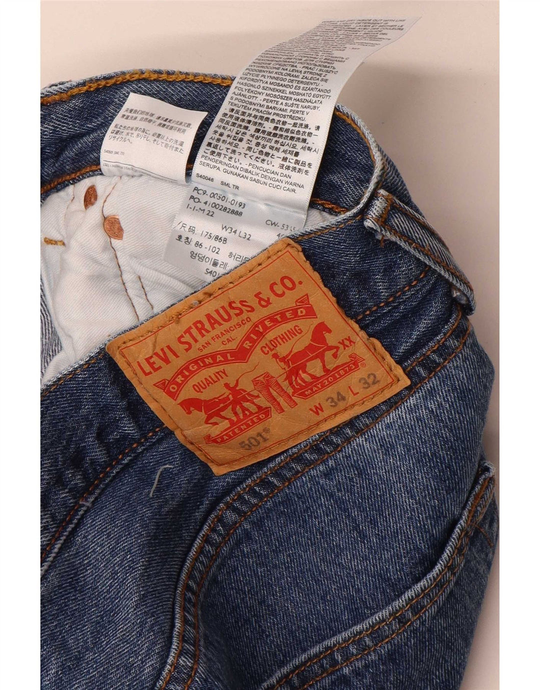 Levi's Herre 501 lige jeans W34 L32 blå bomuld