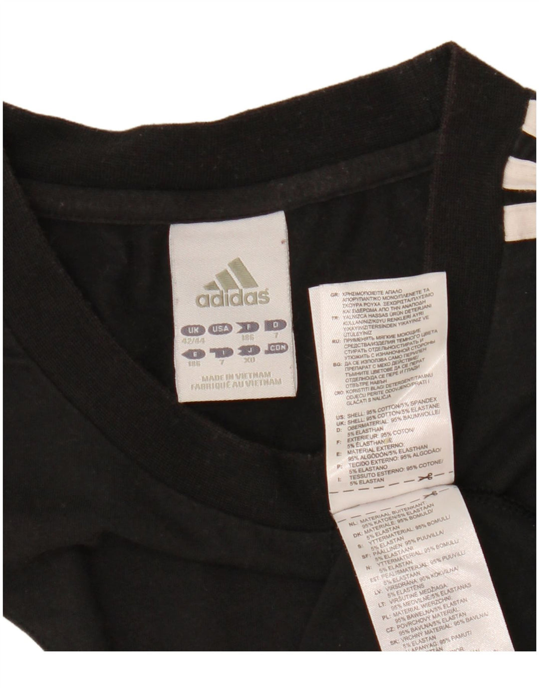 ADIDAS Herre T-Shirt Top UK 42/44 Stor Sort Colourblock Bomuld