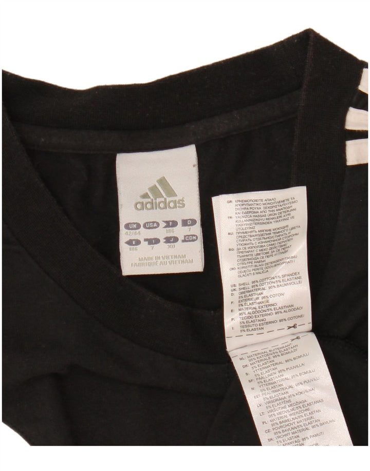ADIDAS Herre T-Shirt Top UK 42/44 Stor Sort Colourblock Bomuld