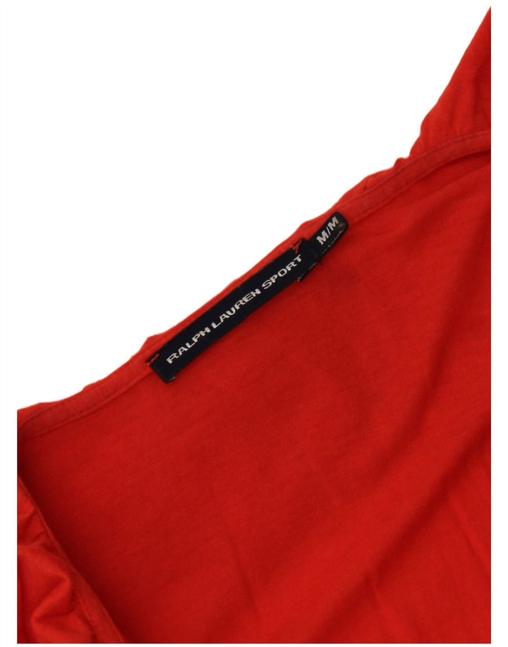 Ralph Lauren Dame Flæse Front Bluse Top UK 12 Medium Rød