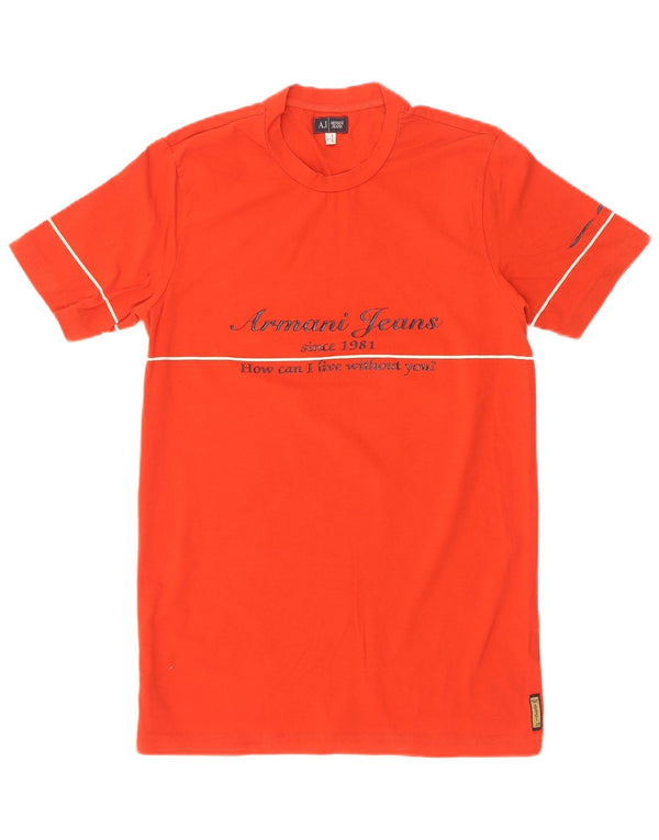 Armani Jeans Dame Grafisk T-Shirt Top UK 14 Stor Rød