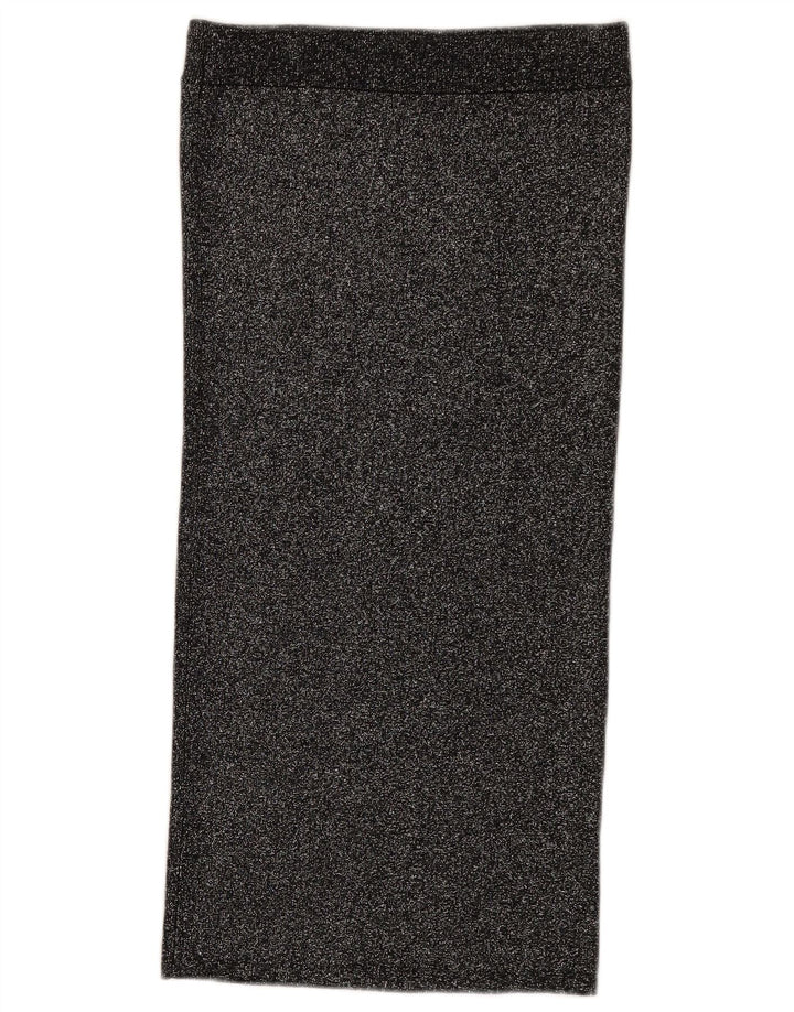 Oasis strikket lige nederdel til kvinder Small W26 Sort Flecked Viscose