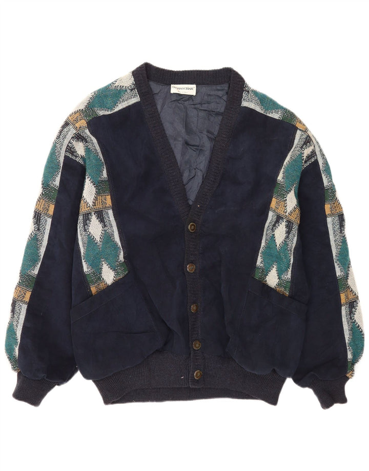 Luciano Chiari Herre Bomber Jacket UK 40 Large Navy Blue Argyle/Diamond