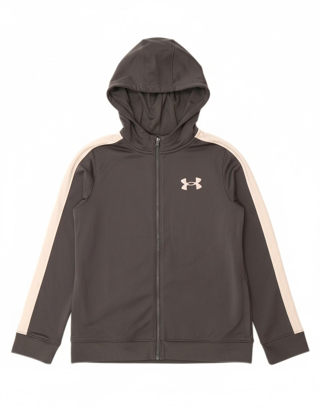 UNDER ARMOUR drenge hættetrøje med lynlås 9-10 år mellemgrå farveblok