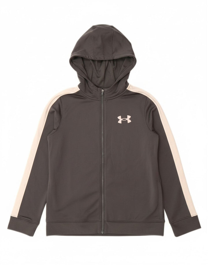UNDER ARMOUR drenge hættetrøje med lynlås 9-10 år mellemgrå farveblok